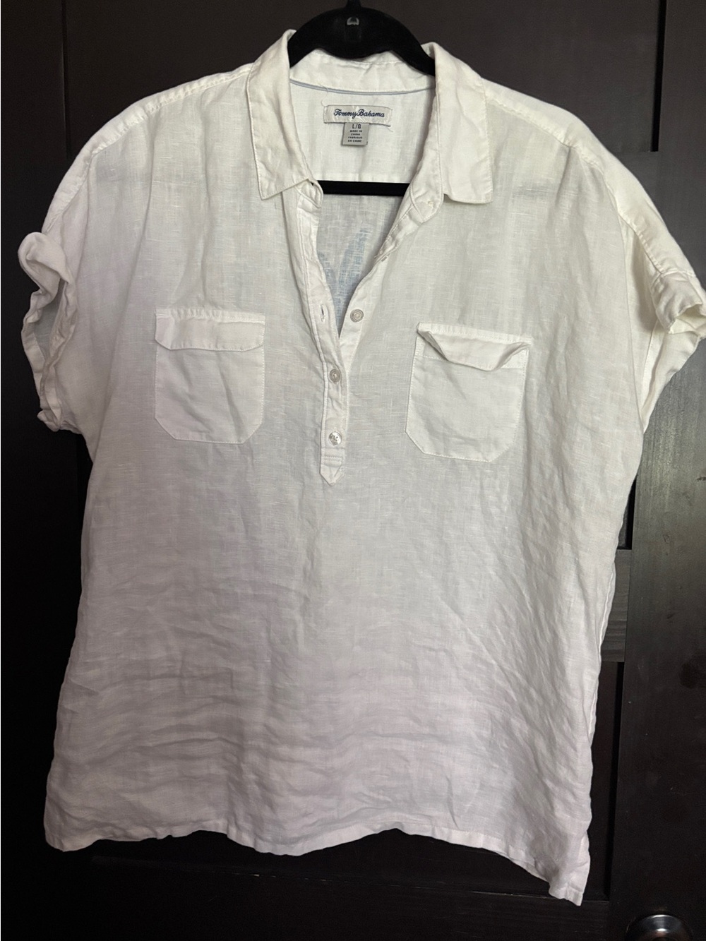 Tommy Bahama White Linen Florida Short-Sleeve Shirt, Large - Picture 3 of 3